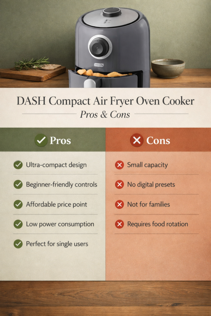 DASH Compact Air Fryer Oven Cooker – Pros & Cons