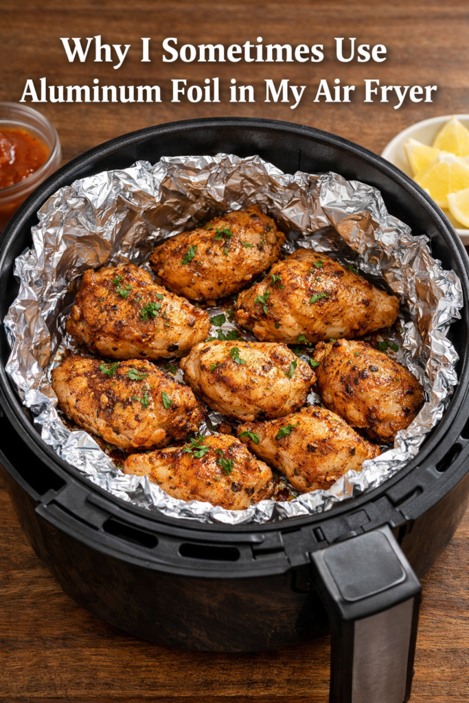 using aluminum foil in air fryer basket for easy cleanup