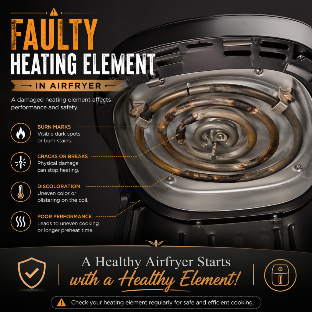 air fryer not heating properly due to faulty heating element