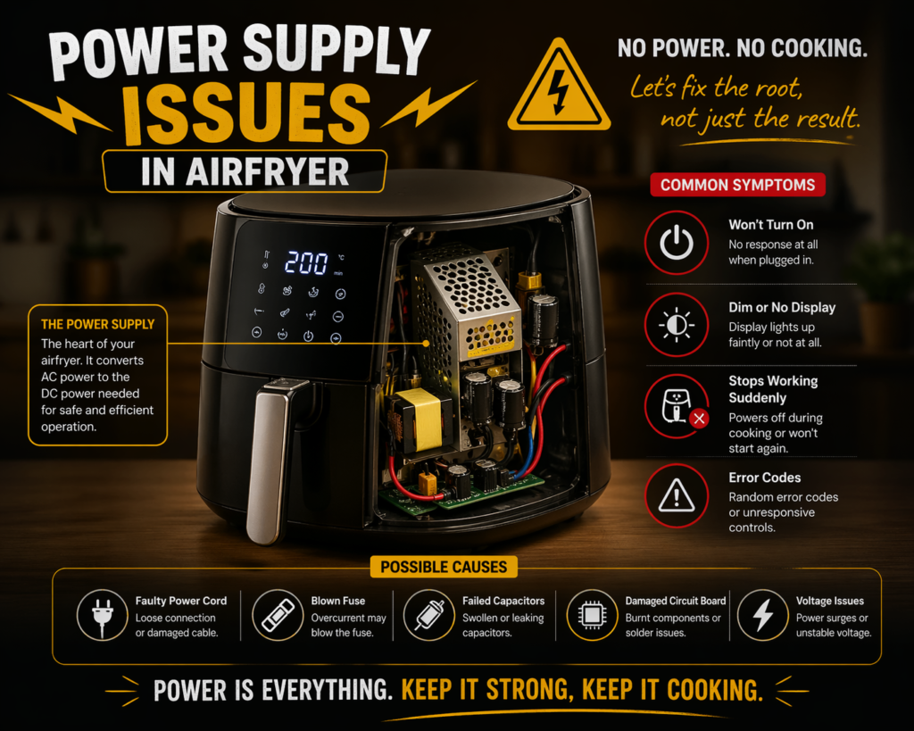 air fryer not heating properly due to faulty heating element