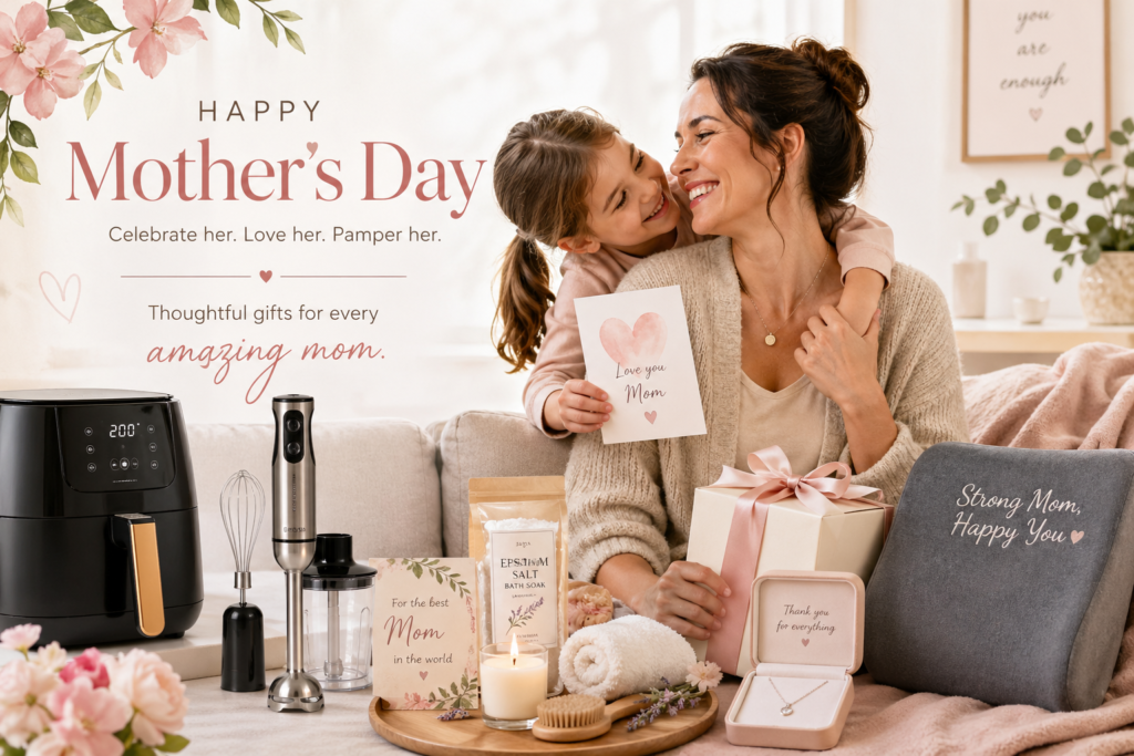 gifts that make mom’s life easier daily including kitchen tools and self care essentials for mother’s day