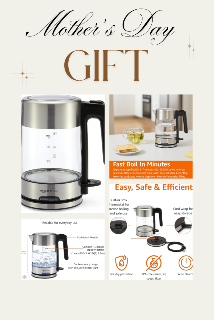 electric kettle with glass carafe for fast boiling water for tea coffee and quick meals