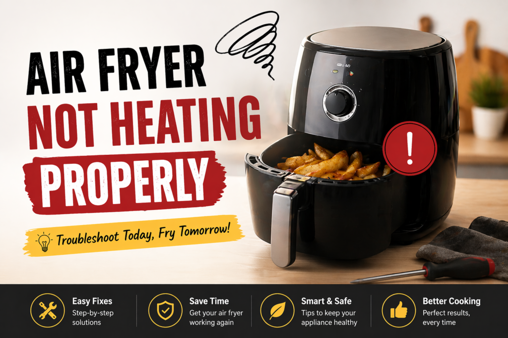 air fryer not heating properly with display on but no heat