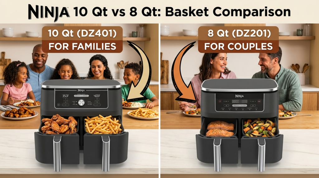 Difference between Ninja 10 Qt and 8 Qt basket capacity
