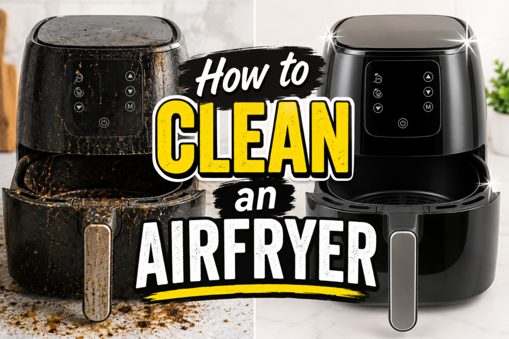 Before and after air fryer cleaning
