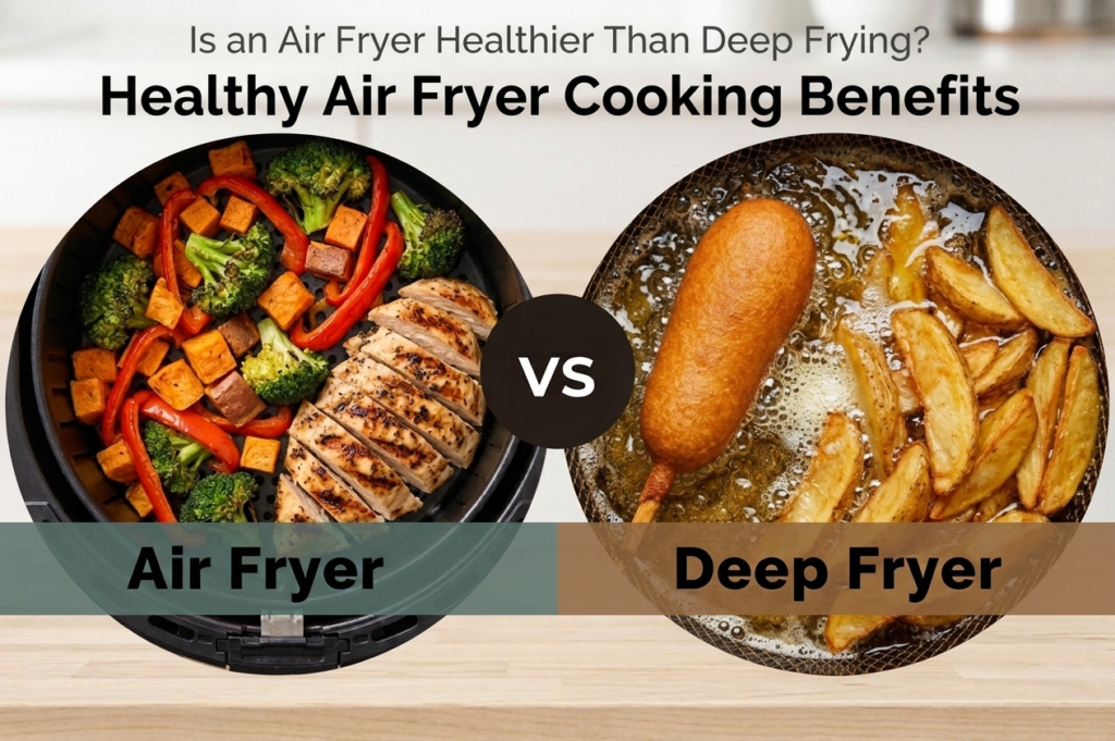 Healthy cooking with an air fryer compared to deep frying