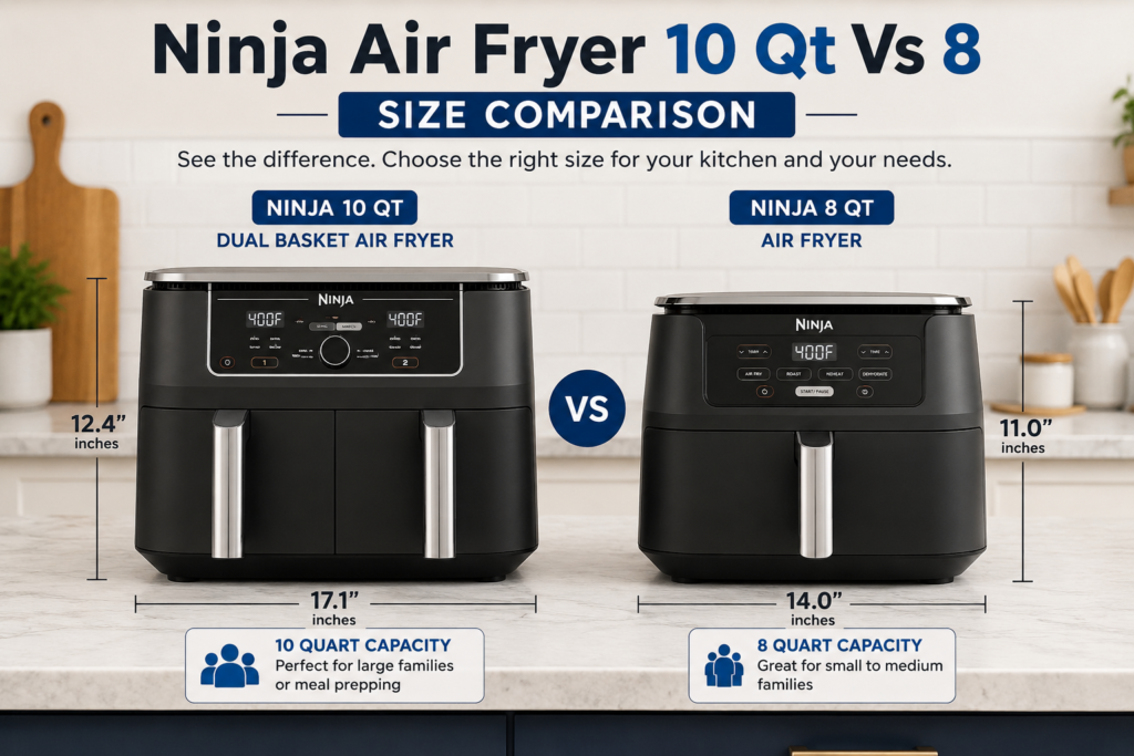 Ninja Air Fryer 10 Qt Vs 8 side by side kitchen comparison