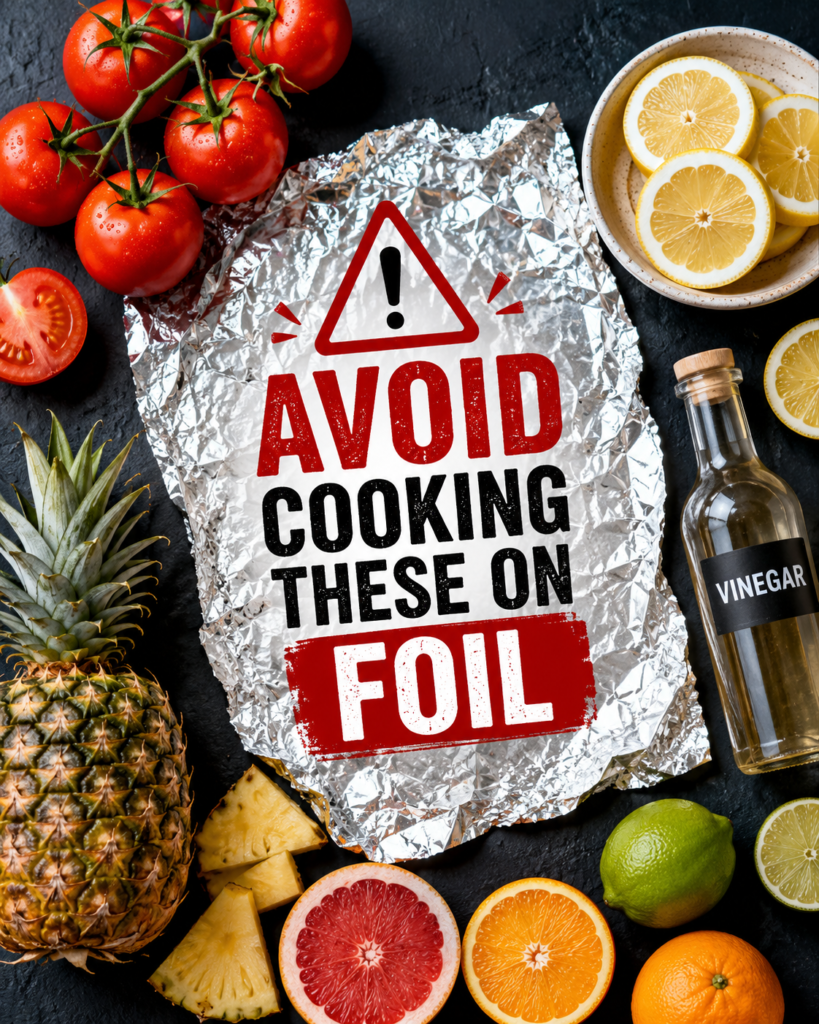 Acidic foods that should not be cooked on aluminum foil