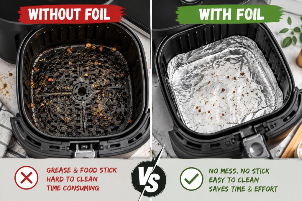Benefits of using aluminum foil in an air fryer